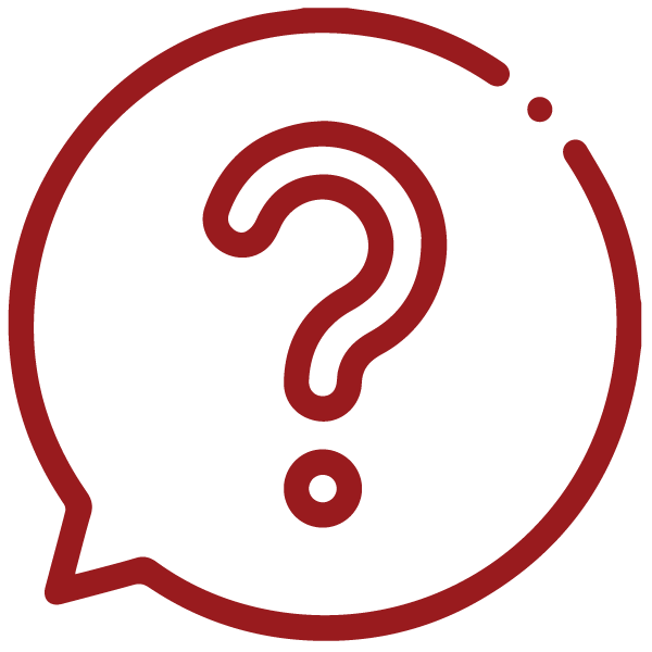 A red question bubble icon.